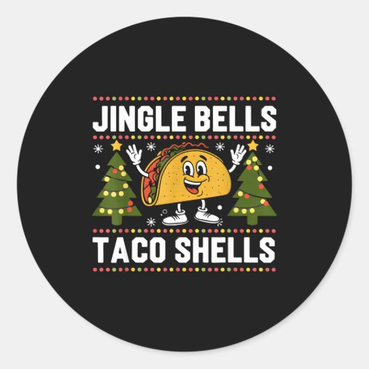 Christmas Jingle Bells Taco Shells Funny Xmas Taco Runder Aufkleber (Vorderseite)