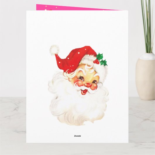Christmas Jolly Santa Claus Foto Pink Gruß Karte (Rückseite)