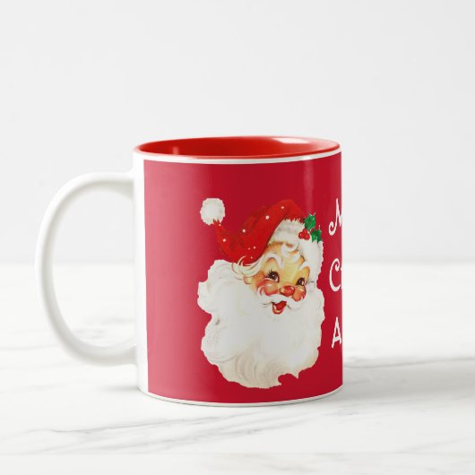 Christmas Jolly Santa Claus Merry Grueting Zweifarbige Tasse (Links)