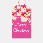 Christmas Jolly Santa Claus Merry Pink Gruß Geschenkanhänger (Vorderseite)