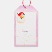 Christmas Jolly Santa Claus Pink Merry Gruß Geschenkanhänger (Rückseite)