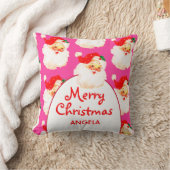 Christmas Jolly Santa Claus Pink Merry Gruß Kissen (Decke)