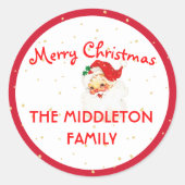 Christmas Jolly Santa Claus Red Fun Merry  Runder Aufkleber (Vorderseite)