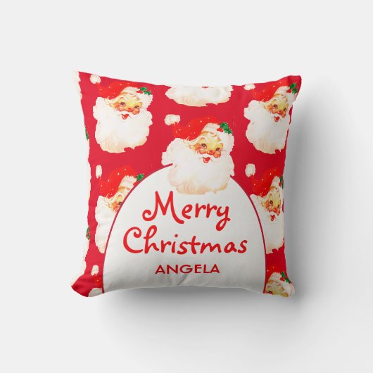 Christmas Jolly Santa Claus Red Merry Gruß Kissen (Vorderseite)