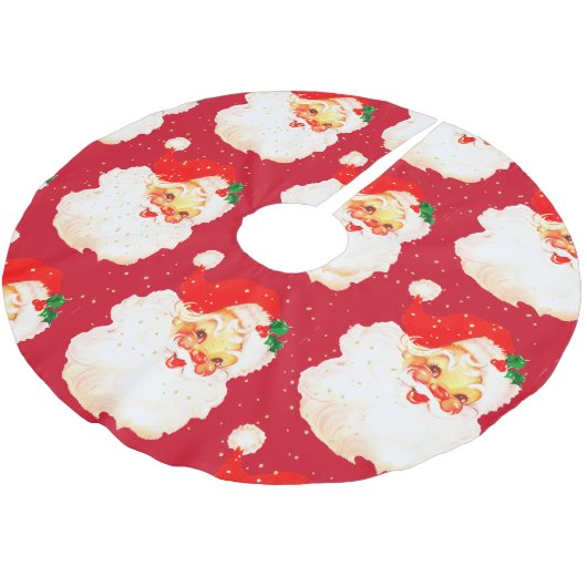 Christmas Jolly Santa Claus Retro Red Polyester Weihnachtsbaumdecke (Schrägansicht)