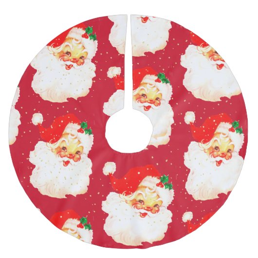 Christmas Jolly Santa Claus Retro Red Polyester Weihnachtsbaumdecke (Vorderseite)