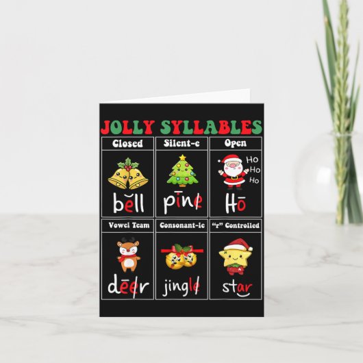 Christmas Jolly Syllables Teacher Students Funny S Karte (Vorderseite)