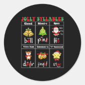 Christmas Jolly Syllables Teacher Students Funny S Runder Aufkleber (Vorderseite)