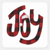 Christmas Joy Buffalo Kariert Quadratischer Aufkleber (Vorderseite)