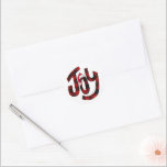 Christmas Joy Buffalo Kariert Runder Aufkleber<br><div class="desc">Rot und schwarz Büffel kariert mit dem Weihnachtsmann hat auf JOY Text. Die Hintergrundfarbe kann geändert werden.</div>