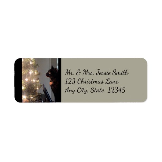 Christmas Joy Calico Cat Rücksendeadressen-Aufkleb (Vorne)