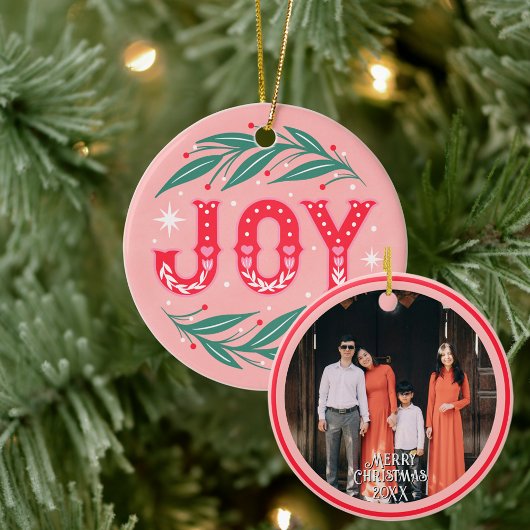 Christmas Joy Custom Foto Keramik Ornament