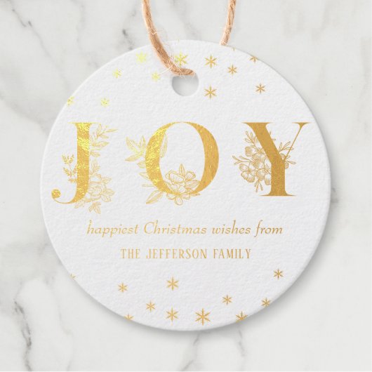 Christmas Joy Deer Floral Antler Wasserfarbe Geschenkanhänger (Vorderseite)