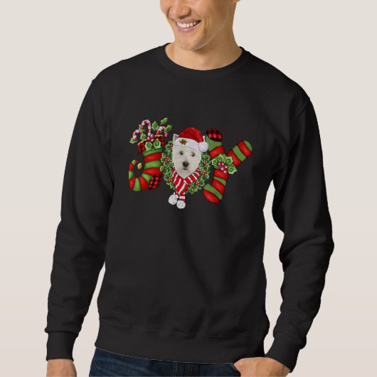 Christmas Joy Dwarf Stocking West Highland White T Sweatshirt (Vorderseite)