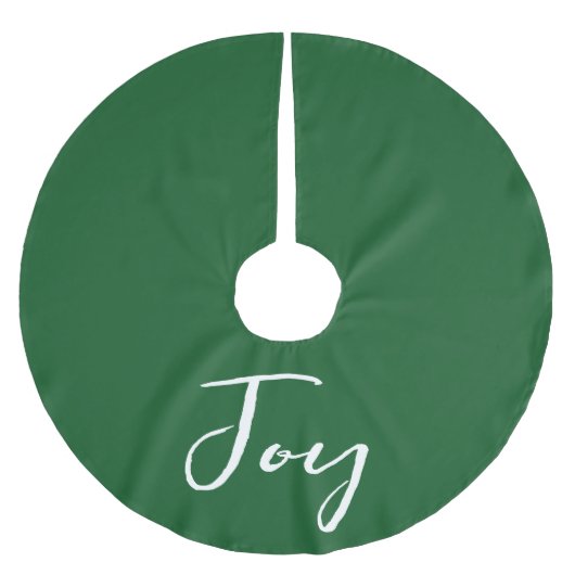 Christmas Joy Emerald Green Script Typografie Polyester Weihnachtsbaumdecke (Vorderseite)
