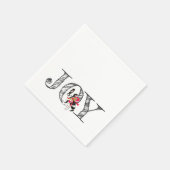 Christmas JOY Frenchie Dog Holly Bow Festival Serviette (Ecke)