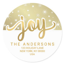 Christmas Joy Gold Handgeschriebene Rücksendeadres