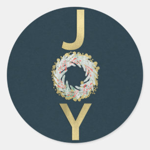 CHRISTMAS JOY Goldfolie Moderne Feiertags-Geschenk Runder Aufkleber