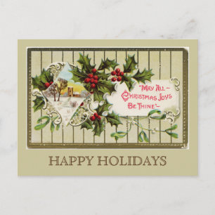 Christmas Joy Happy Holidays Postcard Feiertagspostkarte