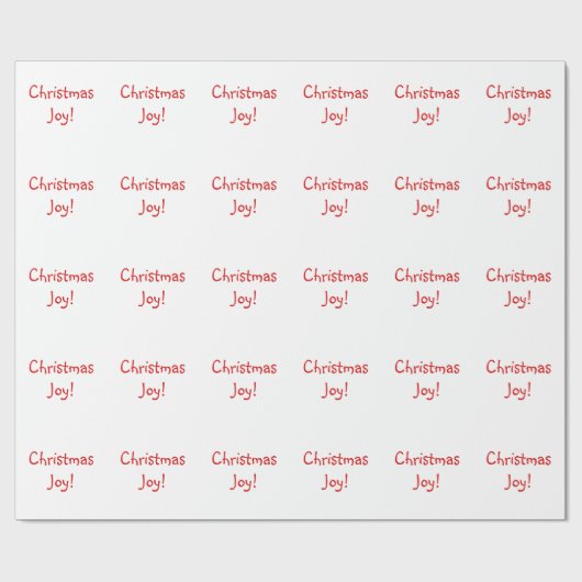 Christmas Joy Holiday Red Schriftart Geschenkpapier (Flach)
