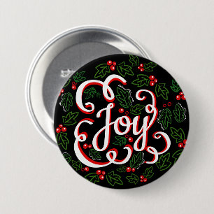 Christmas Joy Holly Berries & Blätter Button