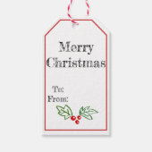 Christmas Joy Holly Berries & Blätter Geschenkanhänger (Vorderseite)