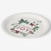 Christmas Joy Kardinal Bird Berries Pappteller (Schrägansicht)