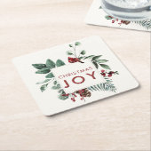 Christmas Joy Kardinal Bird Berries Rechteckiger Pappuntersetzer (angewinkelt)