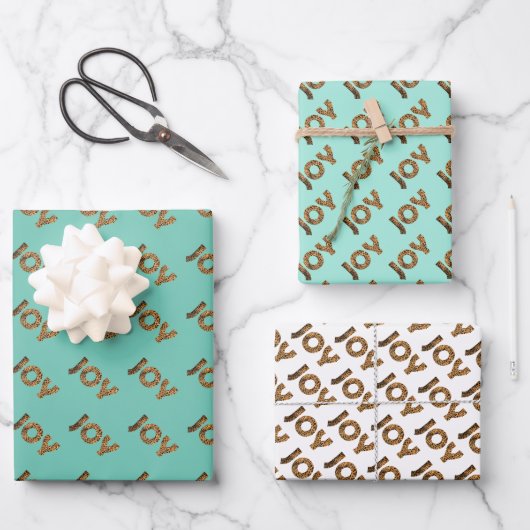 Christmas Joy Leopard Pattern Geschenkpapier Set (Vorderseite)