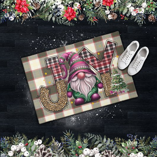 Christmas Joy Nordic Gnome Kariert Girly Fußmatte