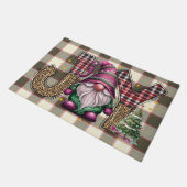 Christmas Joy Nordic Gnome Kariert Girly Fußmatte (Schrägansicht)