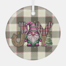 Christmas Joy Nordic Gnome Kariert Girly Ornament Aus Glas