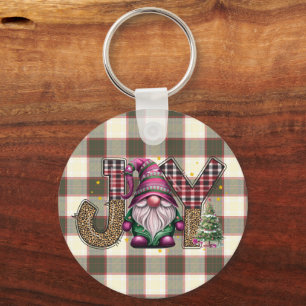 Christmas Joy Nordic Gnome Kariert Girly Schlüsselanhänger