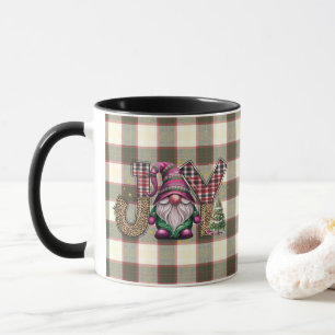 Christmas Joy Nordic Gnome Kariert Girly Tasse