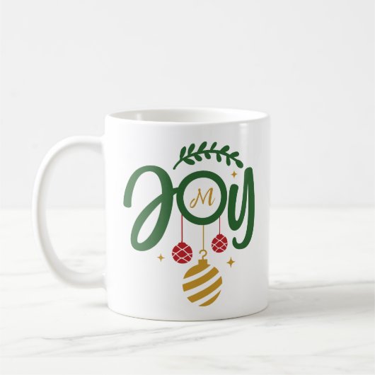 Christmas Joy Ornament Monogram Kaffeetasse (Links)