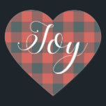 Christmas Joy Red Black Gingham Buffalo Kariert Herz-Aufkleber<br><div class="desc">Eleganter Weihnachtsfest-Umschlag Aufkleber oder Geschenkaufkleber mit dem Text 'Joy' in chic handgeschriebener Schrift-Kalligrafie auf einem roten und schwarzen Gingham Karo Muster Hintergrund. Ideal für Weihnachtsgeschenke, Mailing und festliche kleine Business-Pakete. Wenn Sie Hilfe oder passende Produkte benötigen, kontaktieren Sie uns bitte unter happydolphinstudio.com. Exklusiv für Sie entworfen von Happy Dolphin Studio....</div>