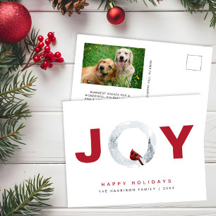 Christmas Joy Red Kardinal Watercolor Foto Feiertagspostkarte
