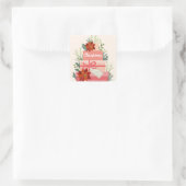 Christmas Joy Red Poinsettias personalisieren Quadratischer Aufkleber (Tasche)