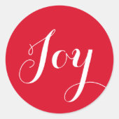 Christmas Joy Red White Typografy Umschlag Aufkleb Runder Aufkleber (Vorderseite)