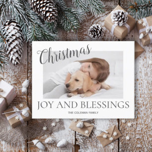 Christmas Joy Segings Foto Modernes Minimal Weiß Feiertagspostkarte