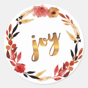 Christmas Joy Watercolor Wreath ID292 Runder Aufkleber