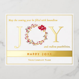 Christmas JOY Wreath Business Folien Feiertagspostkarte