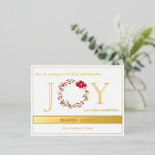 Christmas JOY Wreath Business Folien Feiertagspostkarte (Stehend vorne)
