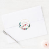 Christmas Joy Wreath Name Handwritten Script Runder Aufkleber (Umschlag)