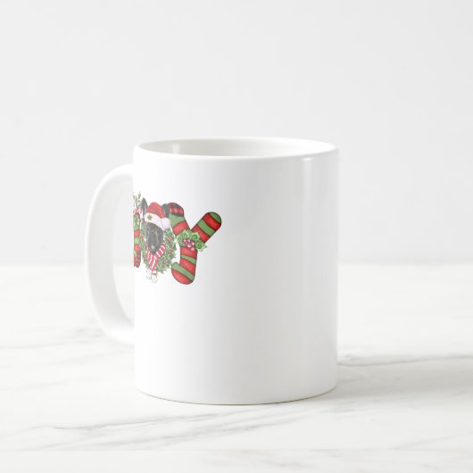 Christmas Joy Zwarf Strumpf Black French Bulldog Kaffeetasse (Vorderseite Links)