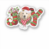 Christmas Joy Zwarf Strumpf Golden Retriever Aufkleber (Vorderseite)