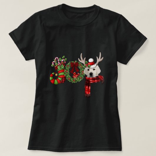 Christmas Joy Zwarf Strumpf Reindeer White Labrad T-Shirt (Design vorne)