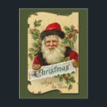 Christmas, Joys be Thine Feiertagspostkarte<br><div class="desc">Vintage victorian Santa Claus postcard image.</div>