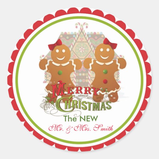 Christmas Just Married Gingerbrett Couple Stickers (Vorderseite)