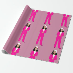 Christmas kamala harris santa clus pink geschenkpapier